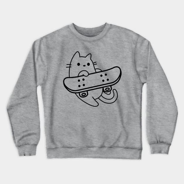 Cat Skateboard Throw Crewneck Sweatshirt by GlanceCat